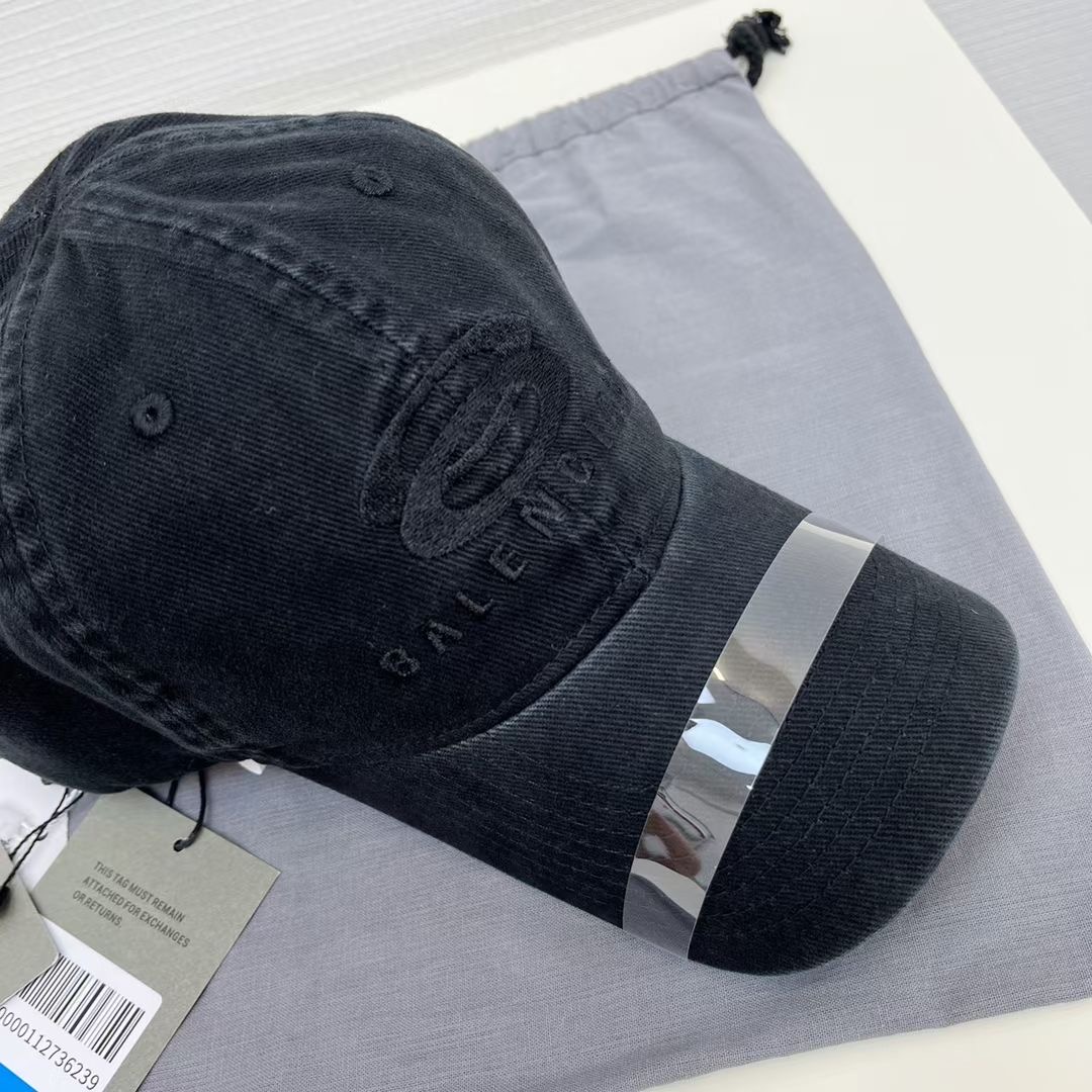 BALENCIAGA Logo Baseball Cap Hat Black Hook and Loop Size L 58 Used Japan   eBay